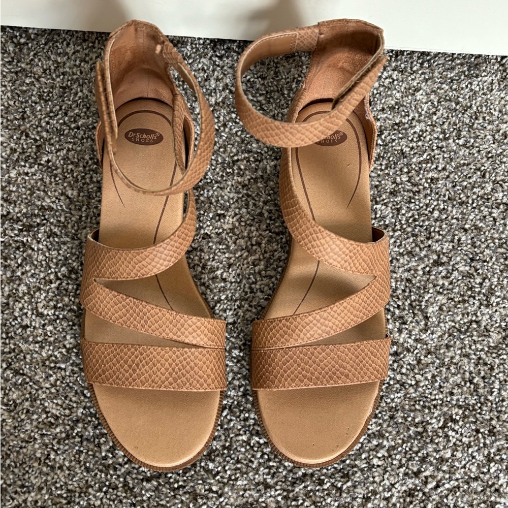 Dr. Schools Tan Sandals with Wedge Heel Size 9